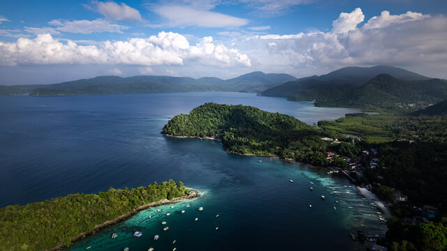 Pulau Weh, Indonesia &ndash; Cinematic Drone Aerial View of Tropical Island, Turquoise Ocean and Scenic Coastline in Sumatra