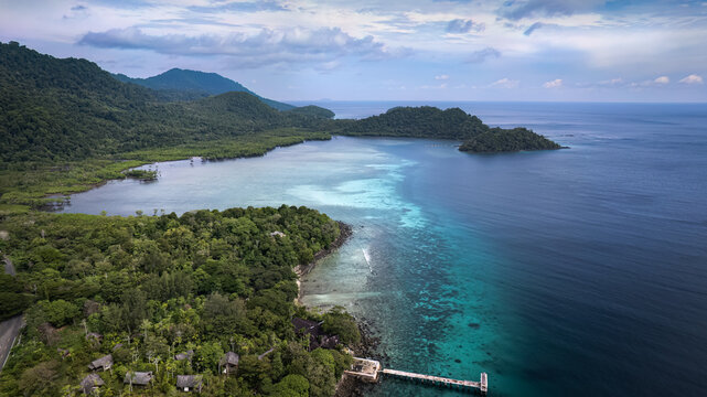 Pulau Weh, Indonesia &ndash; Cinematic Drone Aerial View of Tropical Island, Turquoise Ocean and Scenic Coastline in Sumatra
