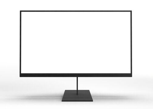 Monitor moderno con pantalla blanca brillante sobre un fondo transparente. Mockup para dise&ntilde;adores y publicidad.