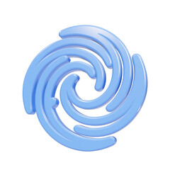 Glossy light blue spiral 3D icon with rounded shapes on black © FOYJUL