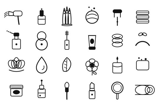 24 beauty mega set doodle icons monochrome hand drawn set