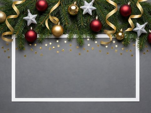 Elegant christmas gift wrapping paper with festive greenery garland
