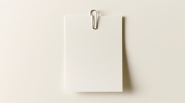 Vertical blank card template with simple silver paper clip