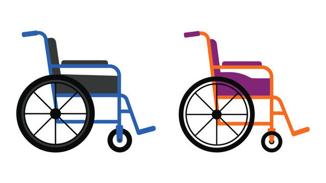 Wheelchair, Two Colorful Vector Illustrations