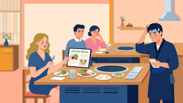 飲食店で特別な食事対応を強く求め店員を困らせる外国人観光客_1920x1080px