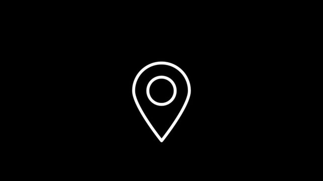 Map pointer icon set with pin for navigation and location markers on black background with alpha channel. Travel GPS location mark point animation.