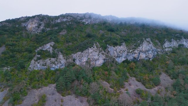 Aerial view from drone of the Ca&ntilde;&oacute;n del R&iacute;o Pur&oacute;n in the Valderejo Natural Park. Municipality of Valdegov&iacute;a. Province of &Aacute;lava. Basque Country. Spain. Europe