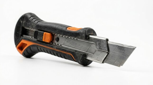 Utility knife with extended metal blade for construction work and