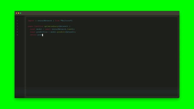 AI Programming Code Editor on Green Screen Background