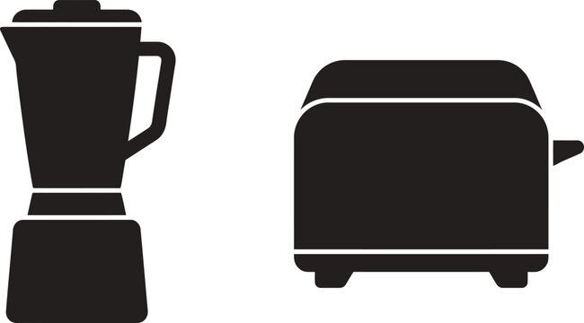 Kitchen blender and toaster appliance silhouette vector illustration with appliance