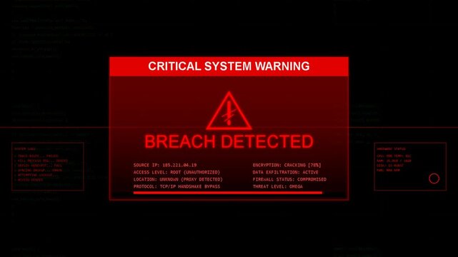 Digital red alert notification popup, cybersecurity breach warning, system failure, security threat, data protection, server error, interface display