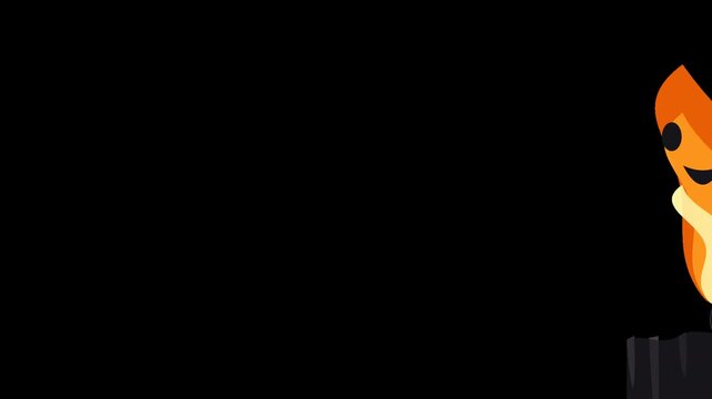 A dark Halloween candle animation featuring a black gothic candle that mysteriously lights itself. The supernatural flame grows and transforms into a haunting ghost face before returning to a normal f