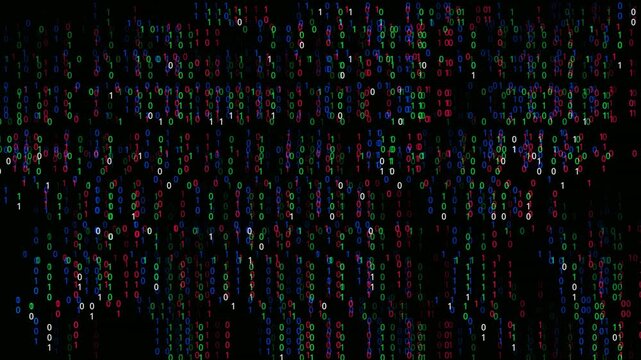 Matrix Style Binary Rain Block Displacement Glitch