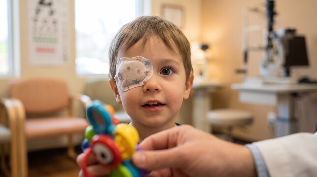 Checking a Child's Eye With a Soft Cover Patch