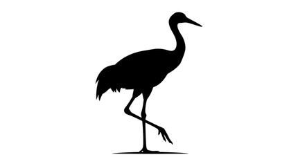 Fototapeta premium Crane Bird Silhouette Vector Black Icon Isolated on White Background