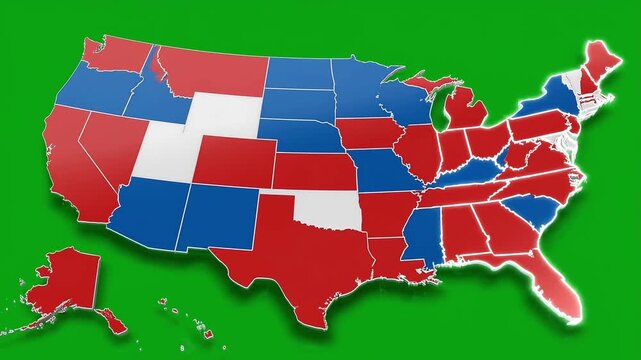 Us map patriotic red white blue
