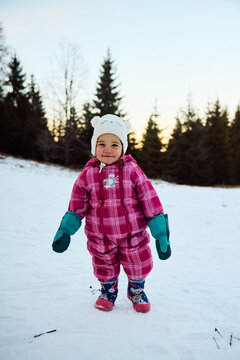 Portrait of happy child in winter