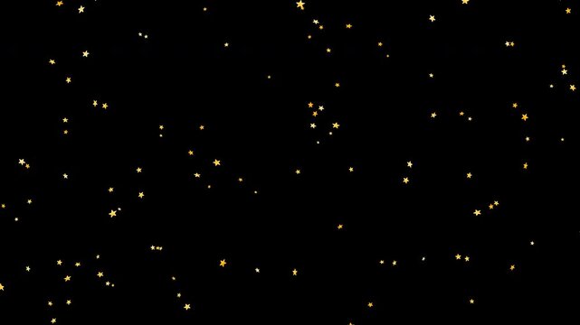 Golden Five Pointed Stars Falling Particle Overlay In 4K Loop On Transparent Alpha Background
