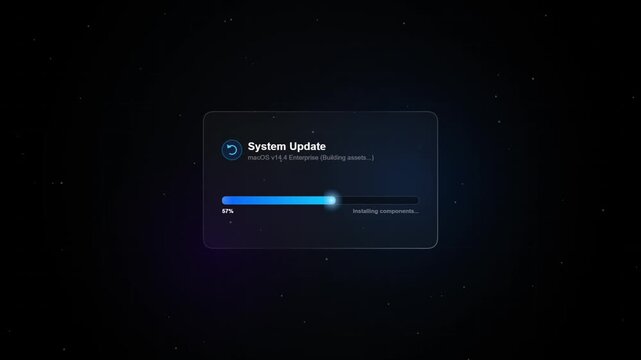 Modern glassmorphism system update loading progress bar animation loop