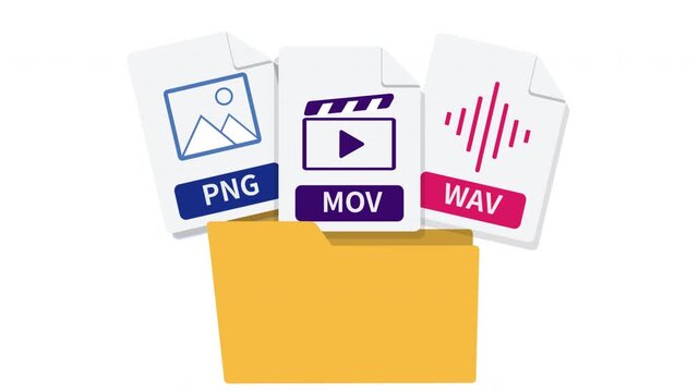 Animated flat design Folder Opening with PNG MOV and WAV Files