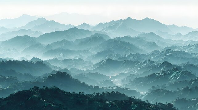of undulating translucent hills, unexpected curves, misty valleys, soft highlights, atmospheric perspective, surreal panoramic composition