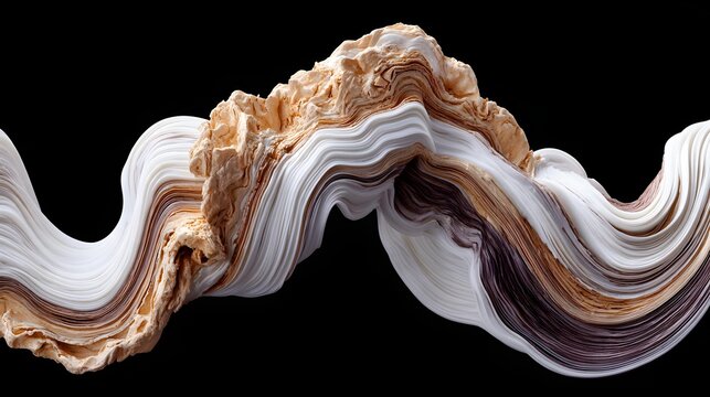 arrangement of warped rings, flowing surfaces, and fragmented arcs, overlapping depth planes, polished textures, conceptual modern artwork