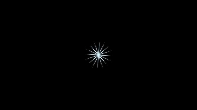 Star twinkling, white star blinking animation, 4k star sparkle vector doodles, glowing starlight glitter sparkle path white twinkling stars line on black screen background 4k animation.