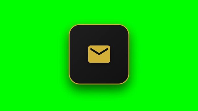 Six digital mail icon buttons on green screen for video production