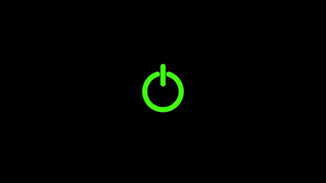 turn On and Off switch icon animation on black background. Abstract circle power button icon animated 