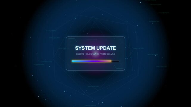 Glowing hexagon neon marquee sign frame system update progress bar loop