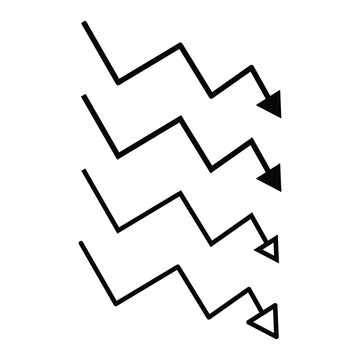 Black zigzag arrows pointing downward in sequence Vector