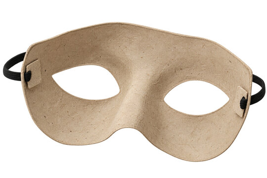 Plain paper masquerade mask with elastic strap and open eye holes