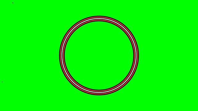 A 6-second 4K 60fps anime calligraphy ink brush cyclone sword slash forming a dramatic circular Enso vortex with vermilion splatters and iris dilation on chroma green screen.