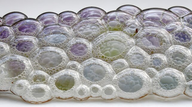 of translucent bubbles merging and separating, glossy membranes, soft reflections, intricate highlights, fluid sculptural appearance