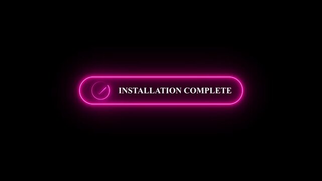Glowing Pink Neon Subscription Active Button Animation with Checkmark on Black Background, Membership and Digital Service Concept.