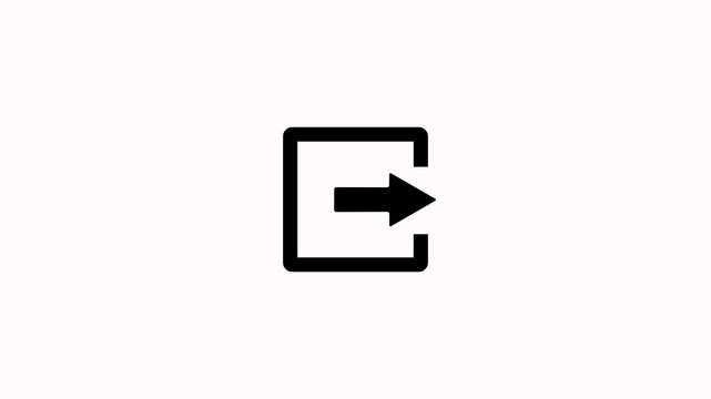 Exit icon with arrow animation on white background. Exit sign direction logout arrow animation for emergency, navigation and evacuation video concepts with alpha channel
