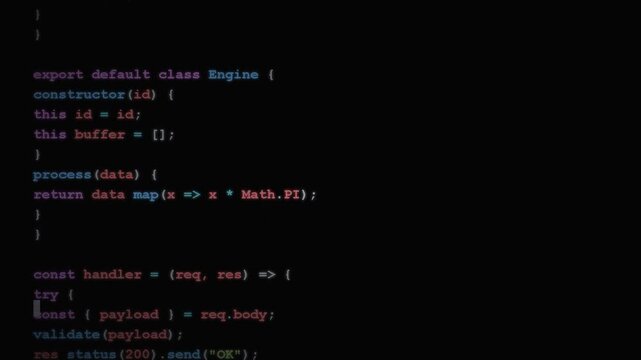 programming code editor screen displaying software development syntax, backend engineering process, algorithms, data analysis, computer science