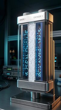 Laboratory electrolysis cell with glowing particles