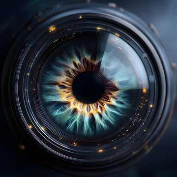 Human Eye and Camera Lens Composite