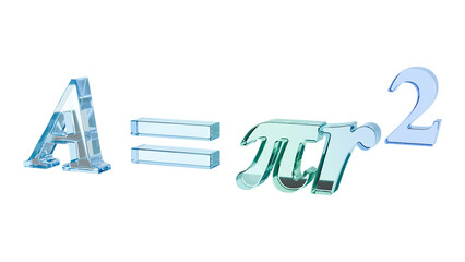 Circle area formula in turquoise glass side view © PeakDreams Studio