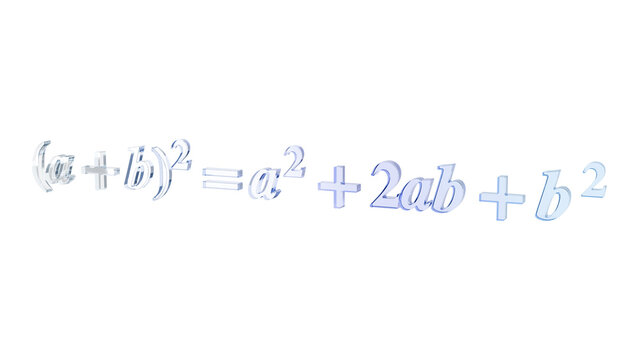 Binomial square expansion in pastel glass side view