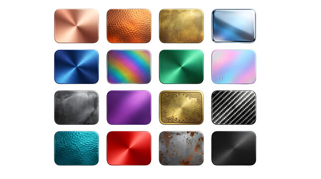 Collection of metallic textures and backgrounds in various vibrant colors