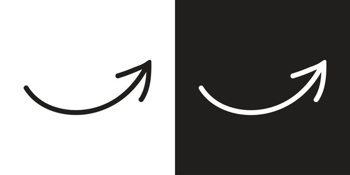 Curved hand drawn arrow pointing up right in black and white with handdrawn illustration pointing direction scribble artistic minimalist contrast monochrome wayfinding abstract