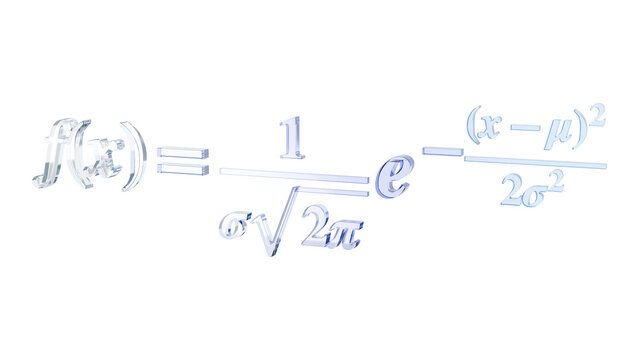 Normal probability density formula in pastel glass side view