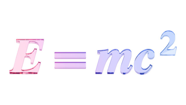 Mass energy equivalence formula in purple glass isolated