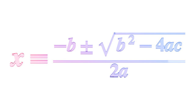 Quadratic formula in purple glass isolated