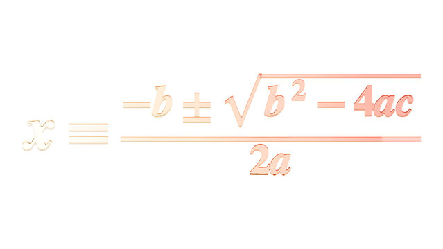 Quadratic formula in gold glass isolated