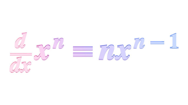 Power rule derivative in purple glass isolated