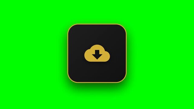 Cloud download icon buttons on green screen background
