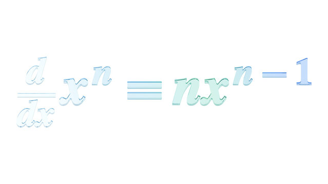 Power rule derivative in turquoise glass isolated